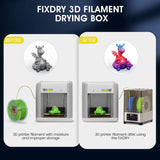 Fixdry Filament droogbox, 3D-filament droger met real-time temperatuur en luchtvochtigheid, 3D-printerfilament, droger, compatibel met 3D-filamenten van 1,75 mm, 2,85 mm en 3,00 mm