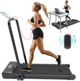 AJUMKER loopband inklapbaar met display en afstandsbediening 1-12KM/U treadmill 2.0PK geluidsarm ruim Walking Pad voor thuis en kantoor ruimtebesparend geen installatie Maximaal (black)