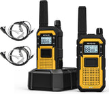 Retevis RB648 Walkie Talkies Waterdicht, Heavy Duty Walkie Talkies Industrieel, VOX Hands Free, SOS 2000mAh Oplaadbare Portofoon met Oortelefoon voor Bouwplaats, Veiligheid (2 Stuks, Geel)