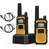 Retevis RB648 Walkie Talkies Waterdicht, Heavy Duty Walkie Talkies Industrieel, VOX Hands Free, SOS 2000mAh Oplaadbare Portofoon met Oortelefoon voor Bouwplaats, Veiligheid (2 Stuks, Geel)