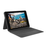 Logitech Rugged Folio voor iPad (7e 8e & 9e generatie), Beschermende toetsenbordcase met Smart Connector en duurzaam morsbestendig toetsenbord, QWERTY US International layout - Graphite