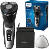 Philips Shaver Series 3000 - Elektrisch Wet & Dry scheerapparaat voor heren, SkinProtect-technologie, uitklapbare baardtrimmer, snoerloos scheerapparaat met reisetui, kleur Diepzwart (model S3241/12)