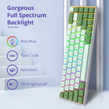 SOLIDEE Draagbaar 65% Mechanisch Gaming Toetsenbord,68 Toetsen Compact RGB LED Verlicht Bedraad Toetsenbord met Afneembare USB Type-C Kabel,Lineaire Rode Schakelaar voor Windows PC Mac(68 Matcha)
