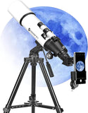 Telescopen voor volwassenen Astronomie, 80 mm diafragma 600 mm refractortelescoop voor kinderen en beginners, compacte en draagbare reistelescoop met rugzak