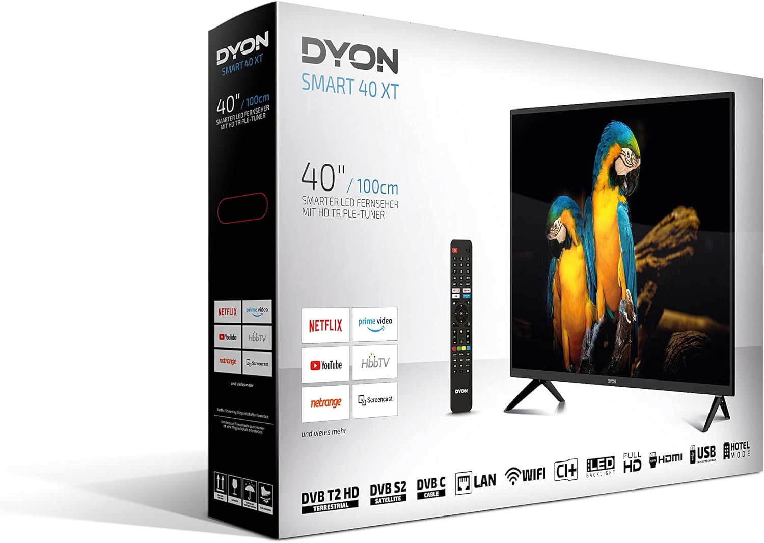 DYON Enter 32 Pro X2 TV van 80 cm (32 inch) (HD LED-tv, drievoudige tuner (DVB-C/-S2/-T2), hotelmodus, afspelen van USB-media), zwart