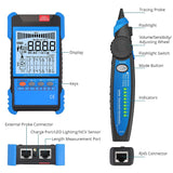 YGiTK Tester di Cavi Rete PoE e NCV Multifunzione con Localizzatore di Cavi,Scansione Digitale 3 Modalità Display LED Reperimento Cavi Sotterranei CAT5 CAT6 CAT7 CAT8