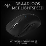 Logitech G PRO X SUPERLIGHT Draadloze Gaming Muis, gemaakt voor esports HERO 25K Sensor, Ultra Lichtgewicht 63g, programmeerbare knoppen, tot 70u batterijduur, ZERO-ADDITIVE PTFE FEET, PC/Mac - Zwart