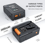 EACHSHOT Mini Micro V Mount Battery, ZGCINE ZG-V50 50Wh 14.8V 3400mAh VMount Battery Support PD USB-C Charger with D-Tap BP USB-C USB-A Output for BMPCC 4K 6K Pro, ZCAM, Canon EOS R5C, Sony FX3