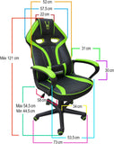 WOXTER Stinger Station Alien V2.0 Green Gaming-stoel (stalen as, zuigerklasse 4), ergonomisch, gevoerde armleuningen, in hoogte verstelbaar, krasbestendige wielen en lendenkussen, Lichtblauw en wit