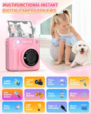 TERRAMUS Instant kindercamera, digitale camera voor kinderen met printpapier, 32G-kaart en 5 fotolijsten, 1080p 2,4 inch scherm, instant camera voor kinderen, videocamera, cadeau voor kinderen van