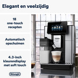 De'Longhi ECAM612.55.SB PrimaDonna Soul Volautomatische Espressomachine, 1450 W, 2 Koppen, LatteCrema-Systeem, BeanAdapt Technology, Staal en Kunststof, Zilver, Zwart