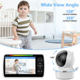 Babyfoon met camera, babymonitor van 12,7 cm (5 inch), 720 pixels-video, babyfoon, lcd-scherm, infrarood nachtzicht, VOX 2-weg audio, eco-modus, 3.000 mAh accu, 2 x zoom, 300 m bereik,