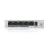 Zyxel 5-poorts Gigabit Unmanaged met 4 x PoE+, 60 Watt PoE budget, Levenslange garantie [GS1005HP]