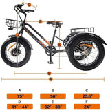 Volwassen Driewielige Elektrische Fiets 20 Inch Elektrische Driewieler Dikke Band 3-Wiel Elektrische Driewieler Driewielige Volwassen Lading Elektrische Auto Met Mand