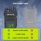 Retevis NR30D DMR Handheld Radio, Krachtige 2 Weg Radio, Waterdicht IP67, 2800mAh, Compatibel Met AES256 Voor Reddingsacties in de Buitenlucht (Zwart, 1 Stuks)