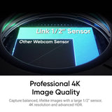 Insta360 Link 2 - 4K Webcam for PC/Mac, 1/2" Sensor, AI Tracking, HDR, Noise Cancelling Microphone, Gesture Control, for Streaming, Zoom Video Calls, Teams, Twitch & More