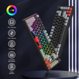 SOLIDEE Bedraad 75% Hotswappable Mechanisch Gaming Toetsenbord,met Rode Schakelaars RGB Verlicht Toetsenbord,82 Toetsen TKL Mechanisch Toetsenbord,NKRO Compact Toetsenbord met Knop(82 Dark)