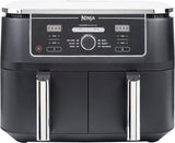 Ninja Foodi MAX Dual Zone Digitale Airfryer, 2 Laden, 9,5L, 6-in-1, Olievrij, Airfryen, Max Crisp, Braden, Bakken, Drogen, 8 Porties, Vaatwasmachinebestendige Manden Met Anti-aanbaklaag, Zwart AF400EU