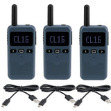 Retevis RB619 PMR446 Walkietalkie Oplaadbaar, Licentievrije Walkietalkie VOX, Beeldschermweergave, Ultraslanke Professionele Radio voor Thuis, Skiën (Marineblauw, 3 Stuks)