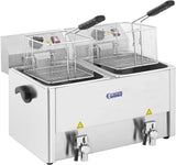 Royal Catering Elektrische Friteuse 2 X 13 Liter 230V Professionele RVS Frituur met Frituurmand en Deksel 50-190°C RCEF 13D-EGO (2X3250W, E.G.O Thermostaat)