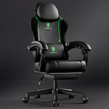 Dowinx Gaming stoel, racing, gamerstoel, ergonomische gamingstoel met lendensteun, gamingstoel, PU-leer, pc-stoel, verbrede rugleuning, 150 kg, groen