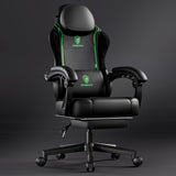 Dowinx Gaming stoel, racing, gamerstoel, ergonomische gamingstoel met lendensteun, gamingstoel, PU-leer, pc-stoel, verbrede rugleuning, 150 kg, groen