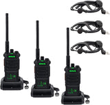 Retevis RT86 Walkie-Talkies, Walkie Talkie Lange Afstand, 2600mAh Oplaadbaar, Robuuste Portofoon Professioneel voor Logistiek (Zwart, 3 Stuks) (Met oortje)