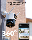 Imou 3K(3MP+3MP) WiFi Buitenbewakingscamera met Dubbele Lens, 360° IP Buiten-camera, Mens/V voertuig Detectie, Automatische Volging, Kleurna nocturned 30M, Waterdicht, Dubbelzijdig Audio