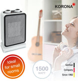 Korona 60001 Mini keramische ventilatorkachel 4 standen 1.500 watt Keramische verwarmingstechnologie Oscillatie Ideaal voor het snel verwarmen van kleine ruimtes,wit en grijs