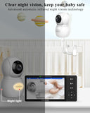 HelloBaby Babyfoon, 2 camera's met 1080p babycamera, 5,5 inch split-screen babyfoon met camera en nachtzicht, geen wifi, pan-tilt-zoom, nachtlampje, 300 m bereik, tweerichtingsaudio,