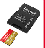 SanDisk Extreme MicroSDXC UHS-I Geheugenkaart 128 GB Met SD Adapter (1 Jaar RescuePRO Deluxe, Leessnelheden Tot 190 MB/s, A2, C10, V30, U3, 30 Jaar Garantie) Rood/Goud