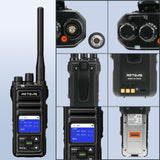 Retevis NR630S Walkie Talkies, Lange Afstand Portofoon IP67-Bescherming, Geavanceerde Audioverwerking, 2800 mAh, LCD-Scherm, Groepsoproepbeveiliging Walkie Talkie voor Beveiliging (Zwart, 2 Stuks)