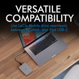 LaCie Mobile Drive Moon, 4TB, Draagbare Externe harde schijf, Silver, USB-C 3.2, voor pc en Mac, gerecyclede materialen na consumptie, inclusief Adobe All Apps en 3 jaar Rescue-services (STLP4000400)