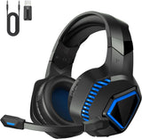 Gaming headset draadloos, gaming hoofdtelefoon voor PS5/PS4/PC/Switch/Mac, headset met microfoon, ruisonderdrukking, Bluetooth 5.2, 3D surround sound, hoofdtelefoon met kabel 3,5 mm voor Xbox Series.