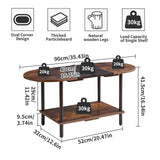 Aibiju Mid Century moderne salontafel, rustieke salontafel uniek kleurcontrast ontwerp, 2-Tier Center TV-tafel 35x16x17 inch rustiek bruin + zwart YD-011BH