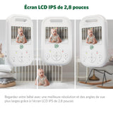 LeapFrog LF2423 babyfoon met camera, babyfoon met camera, groot bereik, 2,8 inch video babymonitor, 2-voudige zoom, temperatuursensor, geluidsactiveringsmodus, intercom, lange batterijduur