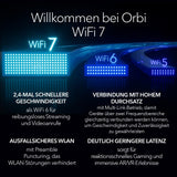 NETGEAR Orbi WiFi 7 Quad-Band (RBE971S), WiFi Mesh Router, bereik tot 220 m², 200 apparaten, 10 Gig, BE27000 802.11be (tot 27 Gbps)