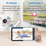 Vtech RM7764HD babyfoon met camera, 1080p, wifi, externe toegang, 7 inch video babymonitor, 360° zwenk- en kantelbaar, babyfoon met camera, HD nachtzicht, 2-weg talktemperatuursensor, iOS en Android