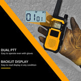 Retevis RB648 Heavy Duty Two Way Radio, Waterdicht Schokbestendig, Robuuste Walkie Talkies, Dual PTT, VOX, PMR446 Handheld Portofoon Oplaadbaar voor Aannemer (4 Stuks, Geel)