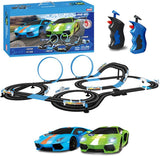 Electric Race Car Track Set Racing Tracks Toy-Electric Gift Flexible Toys with 2 Hand Controllers 2 Race Cars 2 Ferris Wheel (360 Degree Rotation)