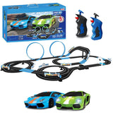 Electric Race Car Track Set Racing Tracks Toy-Electric Gift Flexible Toys with 2 Hand Controllers 2 Race Cars 2 Ferris Wheel (360 Degree Rotation)