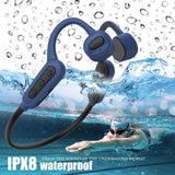 ESSONIO Waterdichte hoofdtelefoon, zwemmen, IPX8 Bone Conduction-hoofdtelefoon met 16 GB mp3, onderwater, waterdicht, duiken, 12 uur speeltijd voor surfen, douchen, fietsen, reizen, uitstapjes, blauw