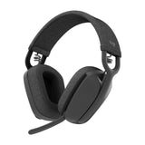 Logitech Zone Vibe 100 lichte draadloze over ear koptelefoon met ruisonderdrukkende microfoon, Advanced Multipoint Bluetooth koptelefoon, werkt met Teams, Google Meet, Zoom, Mac/PC - Grijs