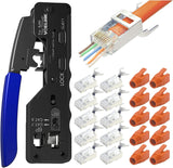 VCELINK GJ671BL krimptang RJ45 krimptang voor RJ45-stekker met Cat 7 Cat6A LAN-stekker Pass Through RJ45 netwerkstekker