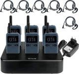 Retevis RB619 Walkietalkie Met 6-Weg-Lader, Afstandsgesprek, Radioapparatuur PMR446 Licentievrij voor Hotels, Clubs, Evenementenplanning, Scholen (6 Stuks, Marineblauw)