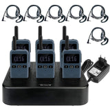 Retevis RB619 Walkietalkie Met 6-Weg-Lader, Afstandsgesprek, Radioapparatuur PMR446 Licentievrij voor Hotels, Clubs, Evenementenplanning, Scholen (6 Stuks, Marineblauw)