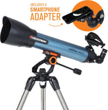 Celestron 22403 Inspire 100AZ Refractortelescoop met ingebouwde smartphone-adapter, Blauw