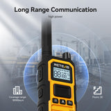 Retevis RB648P Walkie Talkie voor Lange Afstanden, IP67 Waterdichte Portofoons met 6-Weg Oplader, Groepsoproep, 2000 mAh, Industriële Handradio met Display voor Bouwplaats (6 St., Geel)