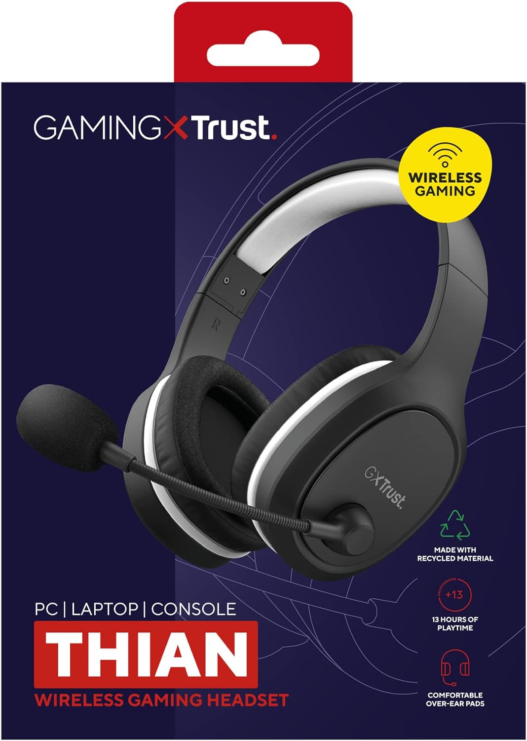 Trust Gaming GXT 391 Thian Wireless Gaming Headset voor PS5, PS4 en PC, 5.8 Ghz, USB Dongle, Over Ear, Oplaadbaar, Multi-Platform, Lichtgewicht en Duurzaam, Draadloze Headset met Microfoon – Zwart