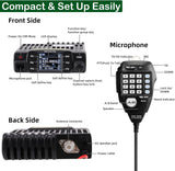 Retevis RT95 Mini Dubbele Band Mobiele Radio 25W 200 Kanalen Amateur Radio DTMF 5Tone Walkie Talkie Car Transceiver met Programmeerkabel (Zwart)